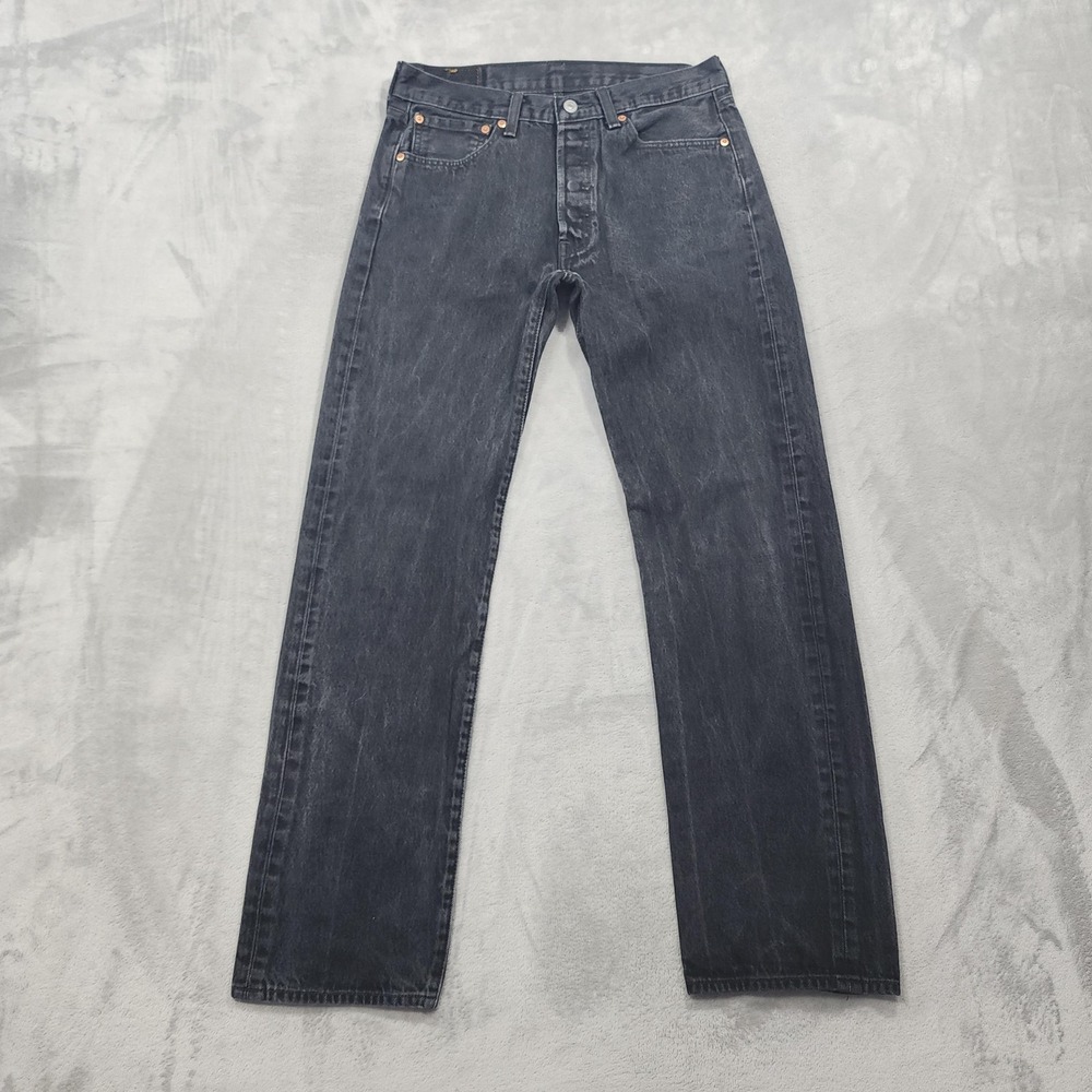 Levi's 501 Jeans Mens 33x32* Black Button Fly Regular Straight Leg Denim Casual
